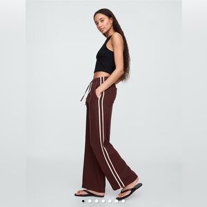 Gap Pull-on Wide-leg Chocolate Brown Pants w/ Sporty Stripe
